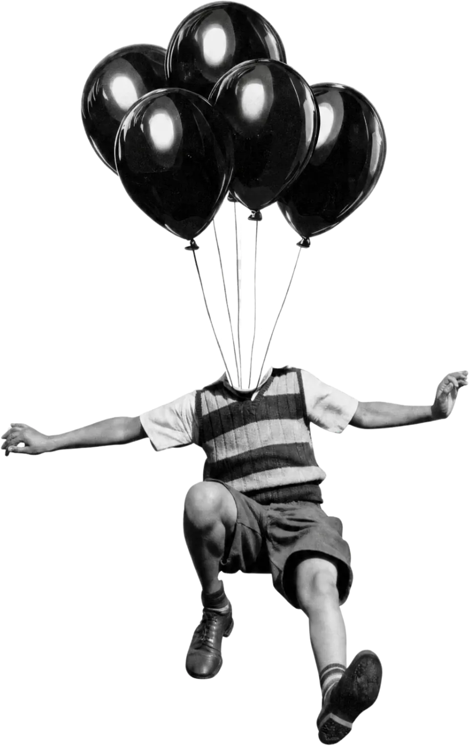 Chłopiec unoszony przez balony